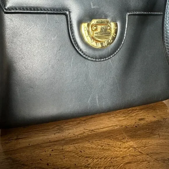 Vintage Givenchy Black Leather Top Handle 2 Way Bag - Picture 10 of 16